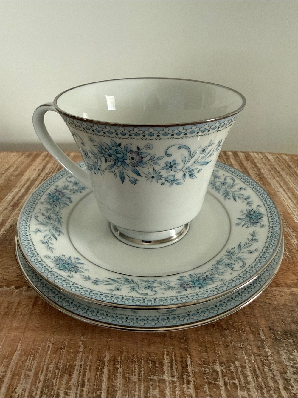 Vintage Noritake Blue Hill Cup Saucer and Dessert Plate Set